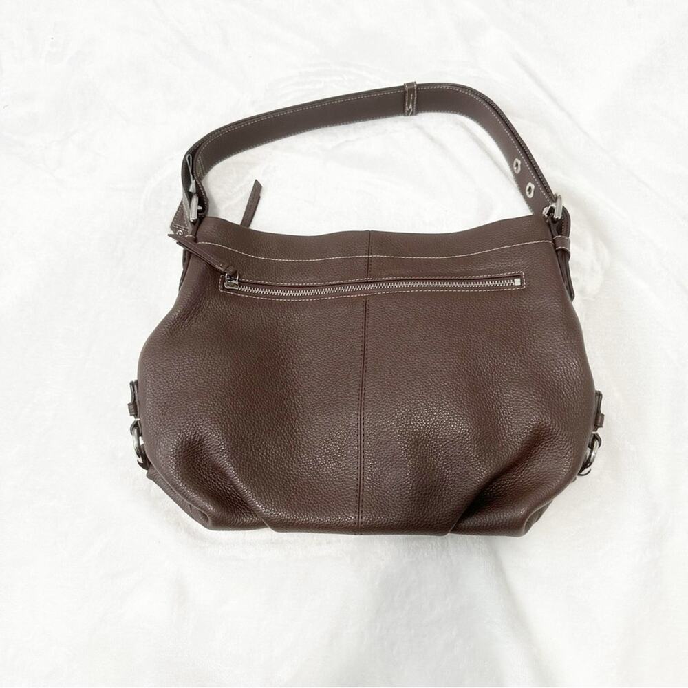 Coach hobo brown leather pebbled shoulder crossbody purse bucket bag